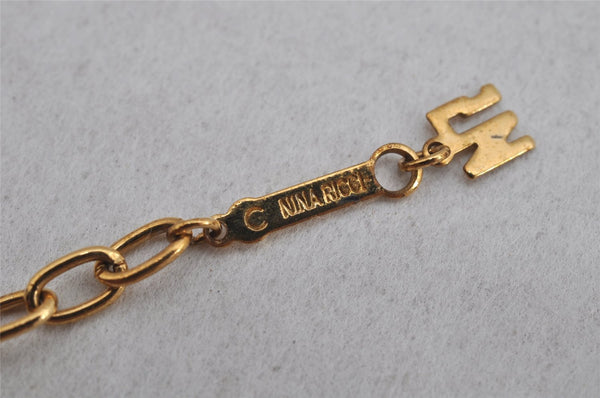Authentic NINA RICCI Vintage Gold Tone Rhinestone Chain Pendant Necklace 8649J
