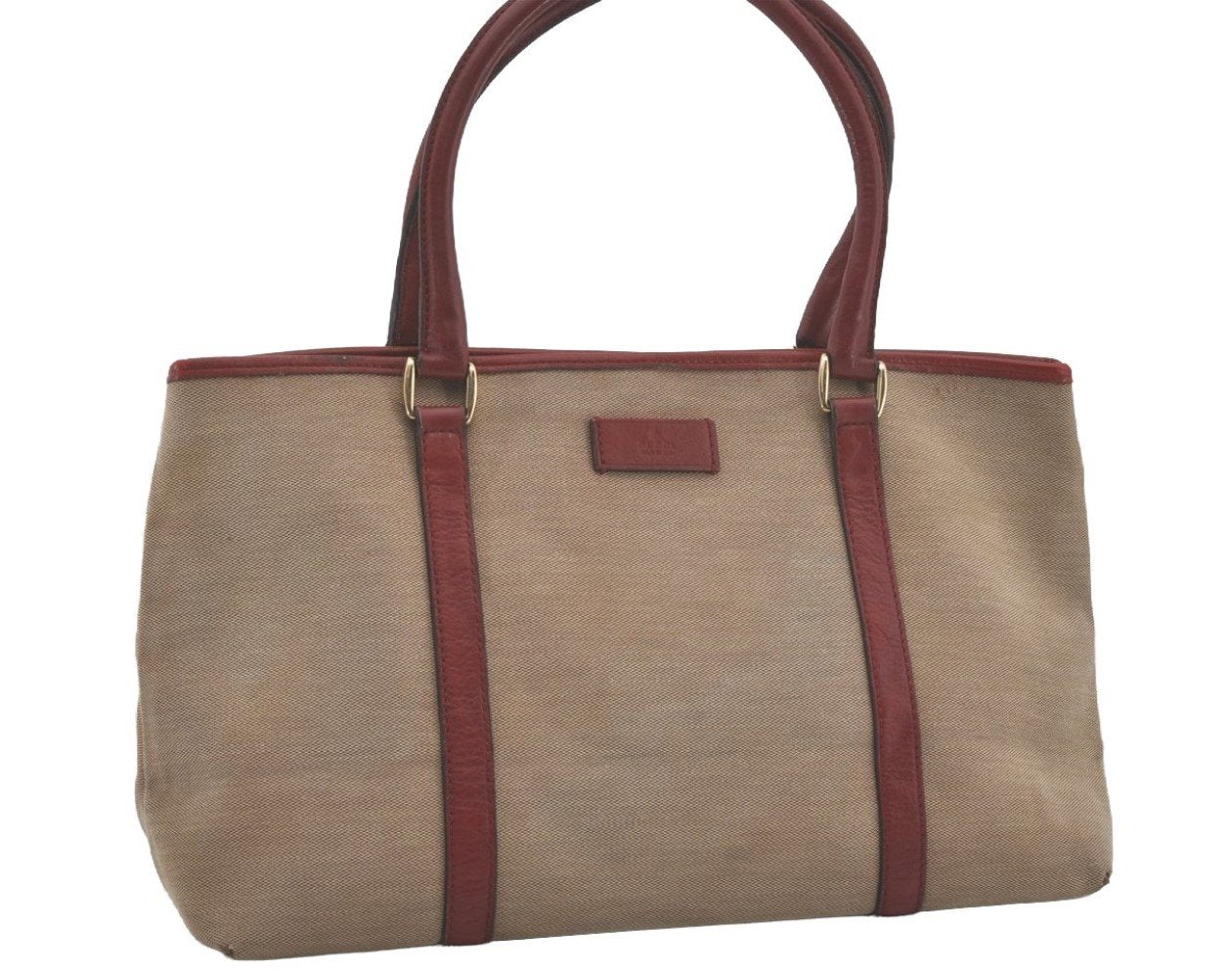 Authentic GUCCI Vintage Shoulder Hand Tote Bag Canvas Leather 257302 Beige 8650I