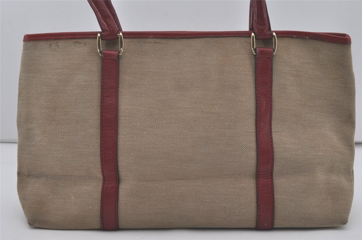 Authentic GUCCI Vintage Shoulder Hand Tote Bag Canvas Leather 257302 Beige 8650I