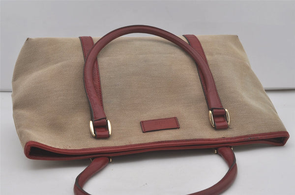 Authentic GUCCI Vintage Shoulder Hand Tote Bag Canvas Leather 257302 Beige 8650I