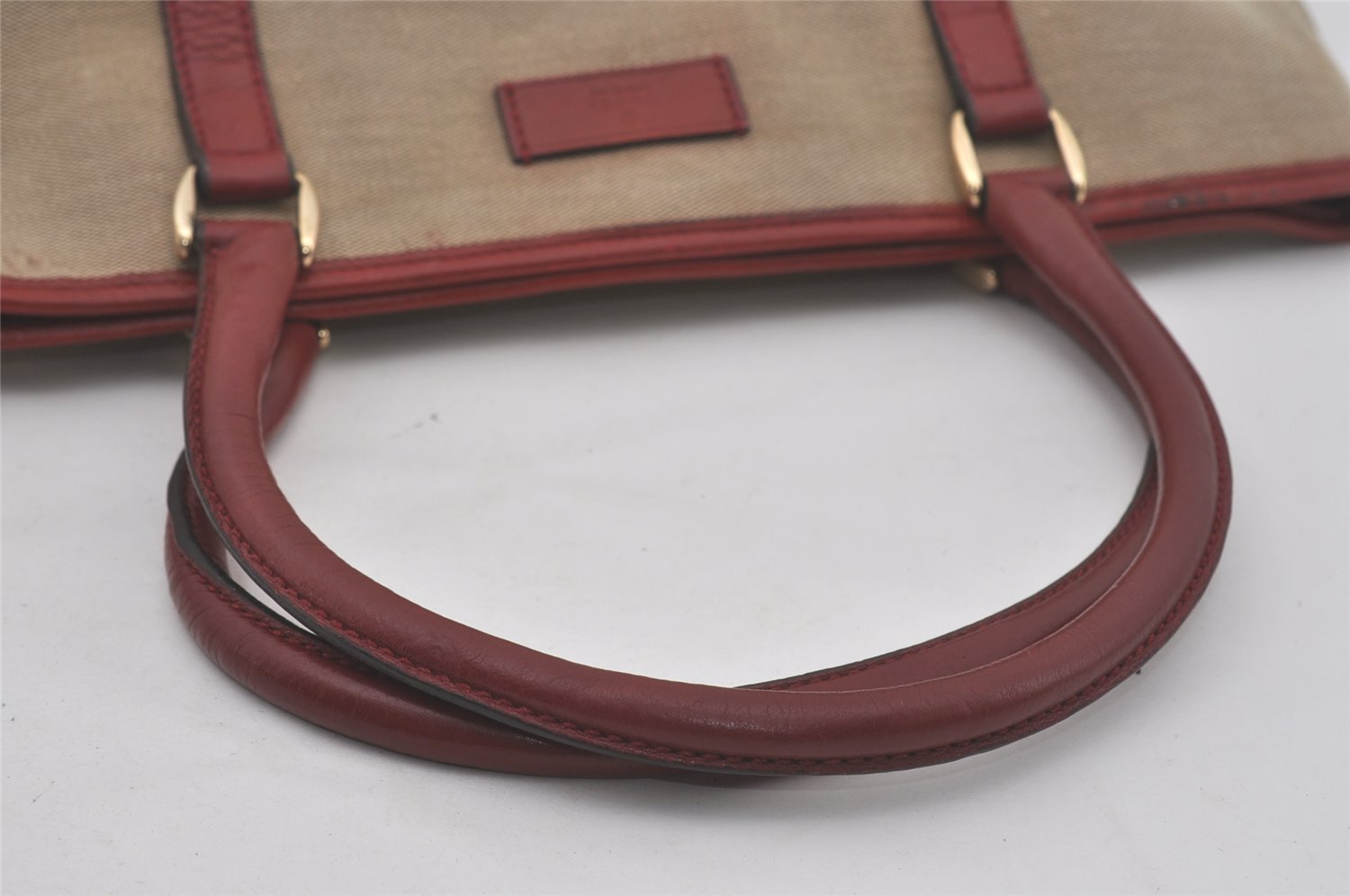 Authentic GUCCI Vintage Shoulder Hand Tote Bag Canvas Leather 257302 Beige 8650I