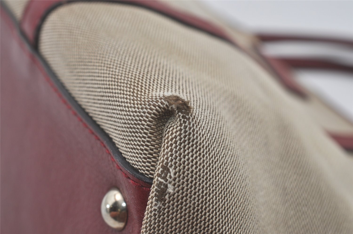 Authentic GUCCI Vintage Shoulder Hand Tote Bag Canvas Leather 257302 Beige 8650I