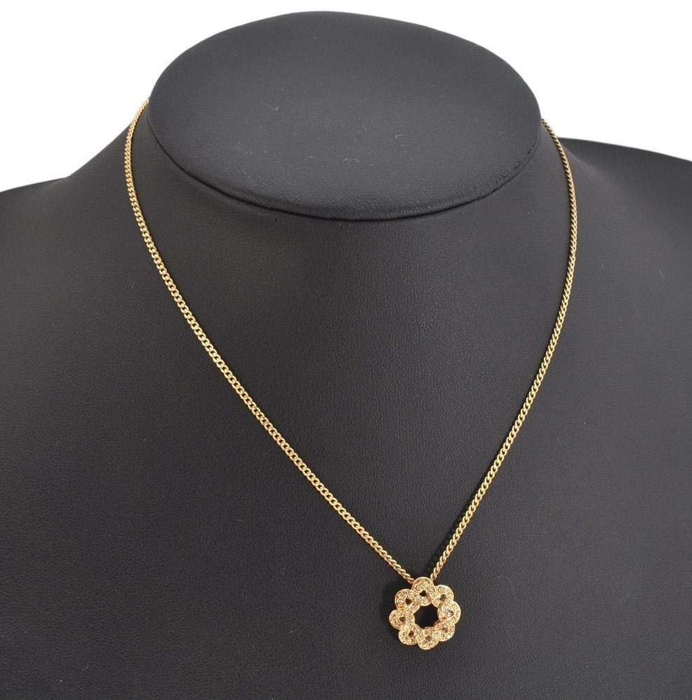 Authentic NINA RICCI Vintage Gold Tone Rhinestone Chain Pendant Necklace 8651J