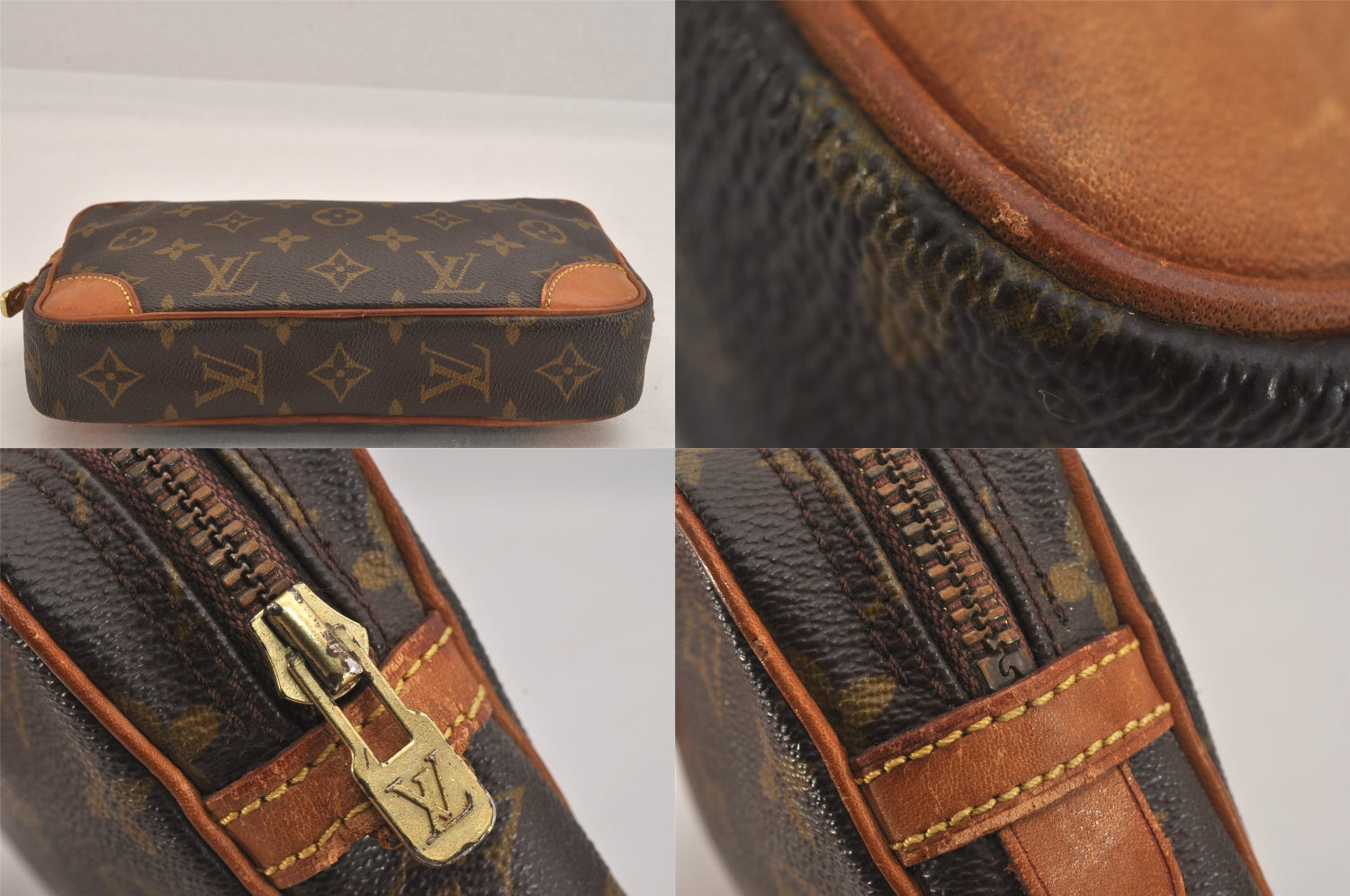 Auth Louis Vuitton Monogram Marly Dragonne PM Clutch Hand Bag Old Model LV 8652M