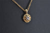 Authentic NINA RICCI Vintage Gold Tone Rhinestone Chain Pendant Necklace  8653J