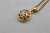 Authentic NINA RICCI Vintage Gold Tone Rhinestone Chain Pendant Necklace  8653J