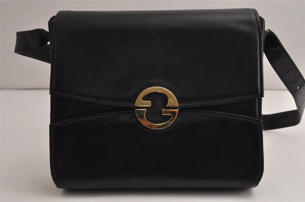 Authentic GUCCI Vintage Shoulder Hand Bag Purse Leather Black 8654J