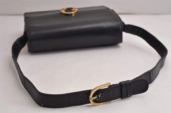 Authentic GUCCI Vintage Shoulder Hand Bag Purse Leather Black 8654J