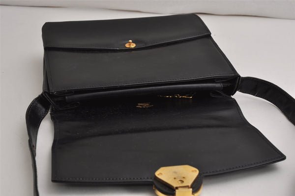 Authentic GUCCI Vintage Shoulder Hand Bag Purse Leather Black 8654J