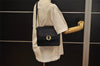 Authentic GUCCI Vintage Shoulder Hand Bag Purse Leather Black 8654J