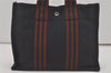 Authentic HERMES Fourre Tout PM Vintage Hand Tote Bag Canvas Navy Blue 8655I