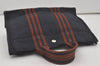 Authentic HERMES Fourre Tout PM Vintage Hand Tote Bag Canvas Navy Blue 8655I