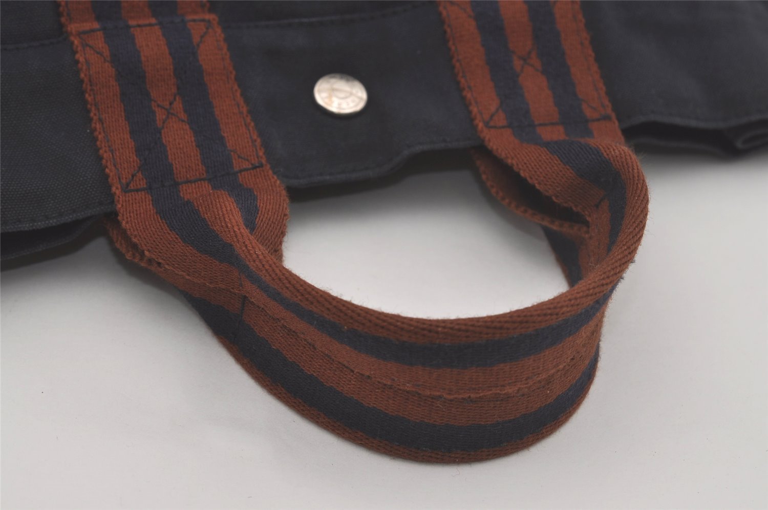 Authentic HERMES Fourre Tout PM Vintage Hand Tote Bag Canvas Navy Blue 8655I