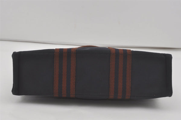 Authentic HERMES Fourre Tout PM Vintage Hand Tote Bag Canvas Navy Blue 8655I