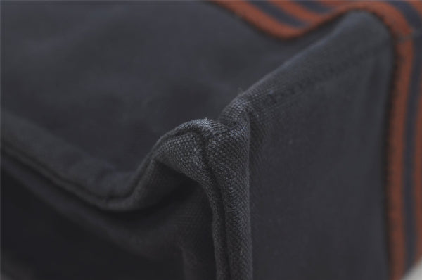 Authentic HERMES Fourre Tout PM Vintage Hand Tote Bag Canvas Navy Blue 8655I