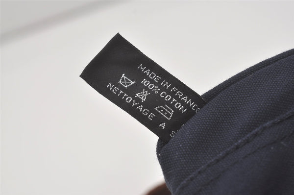 Authentic HERMES Fourre Tout PM Vintage Hand Tote Bag Canvas Navy Blue 8655I