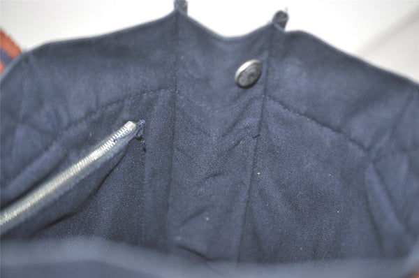 Authentic HERMES Fourre Tout PM Vintage Hand Tote Bag Canvas Navy Blue 8655I