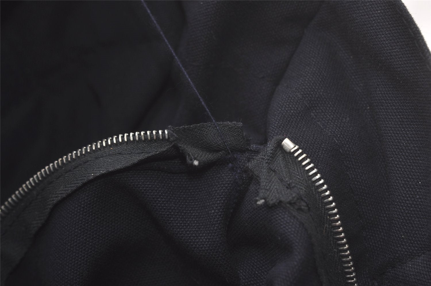 Authentic HERMES Fourre Tout PM Vintage Hand Tote Bag Canvas Navy Blue 8655I