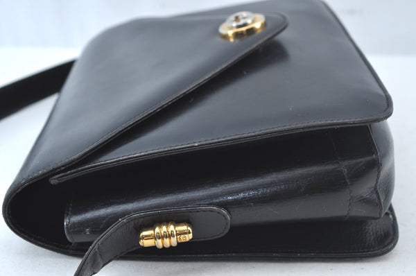 Authentic GUCCI Shoulder Cross Body Bag GG Leather Black 8655J