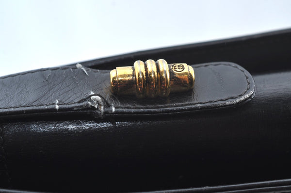 Authentic GUCCI Shoulder Cross Body Bag GG Leather Black 8655J