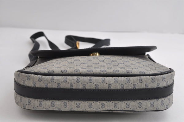 Authentic GUCCI Micro GG PVC Leather Shoulder Crossbody Bag Navy Blue Junk 8657I