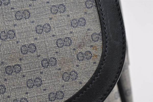 Authentic GUCCI Micro GG PVC Leather Shoulder Crossbody Bag Navy Blue Junk 8657I