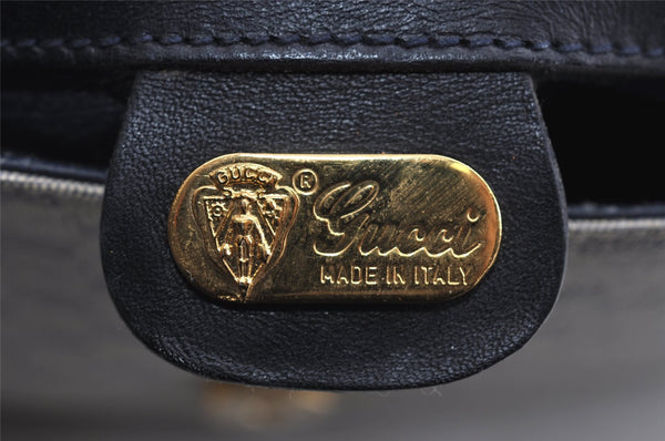 Authentic GUCCI Micro GG PVC Leather Shoulder Crossbody Bag Navy Blue Junk 8657I