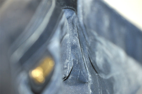 Authentic GUCCI Micro GG PVC Leather Shoulder Crossbody Bag Navy Blue Junk 8657I