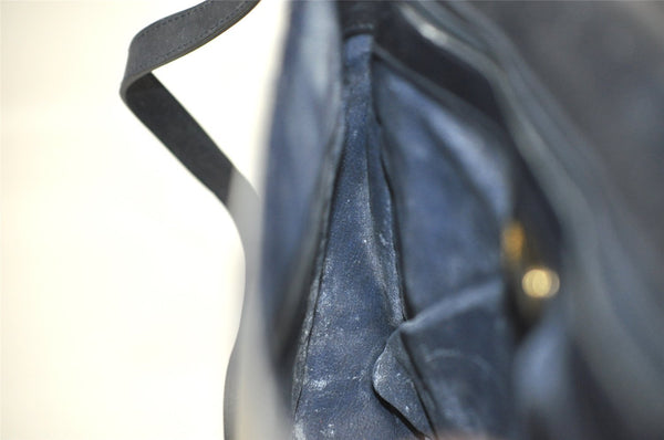 Authentic GUCCI Micro GG PVC Leather Shoulder Crossbody Bag Navy Blue Junk 8657I