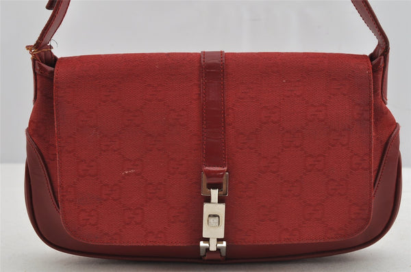 Authentic GUCCI Jackie Shoulder Bag GG Canvas Leather 0013824 Red Junk 8657J