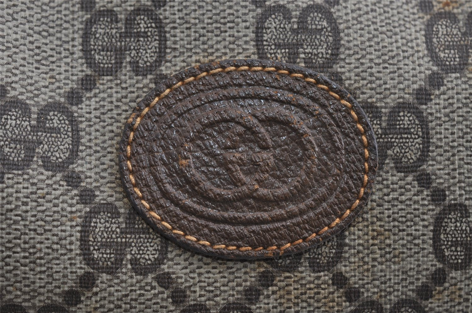 Authentic GUCCI Vintage Clutch Hand Bag Purse GG PVC Leather Brown 8658I