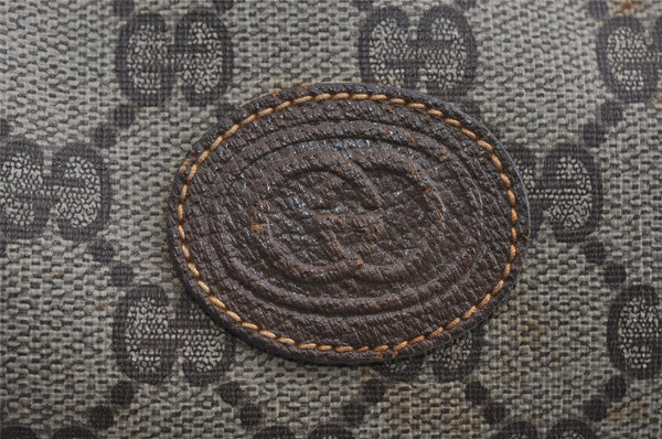Authentic GUCCI Vintage Clutch Hand Bag Purse GG PVC Leather Brown 8658I
