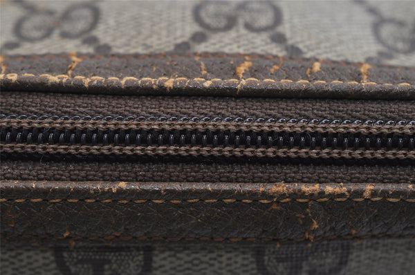 Authentic GUCCI Vintage Clutch Hand Bag Purse GG PVC Leather Brown 8658I