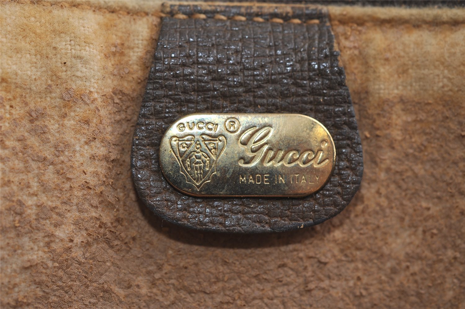 Authentic GUCCI Vintage Clutch Hand Bag Purse GG PVC Leather Brown 8658I