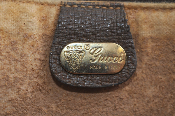 Authentic GUCCI Vintage Clutch Hand Bag Purse GG PVC Leather Brown 8658I