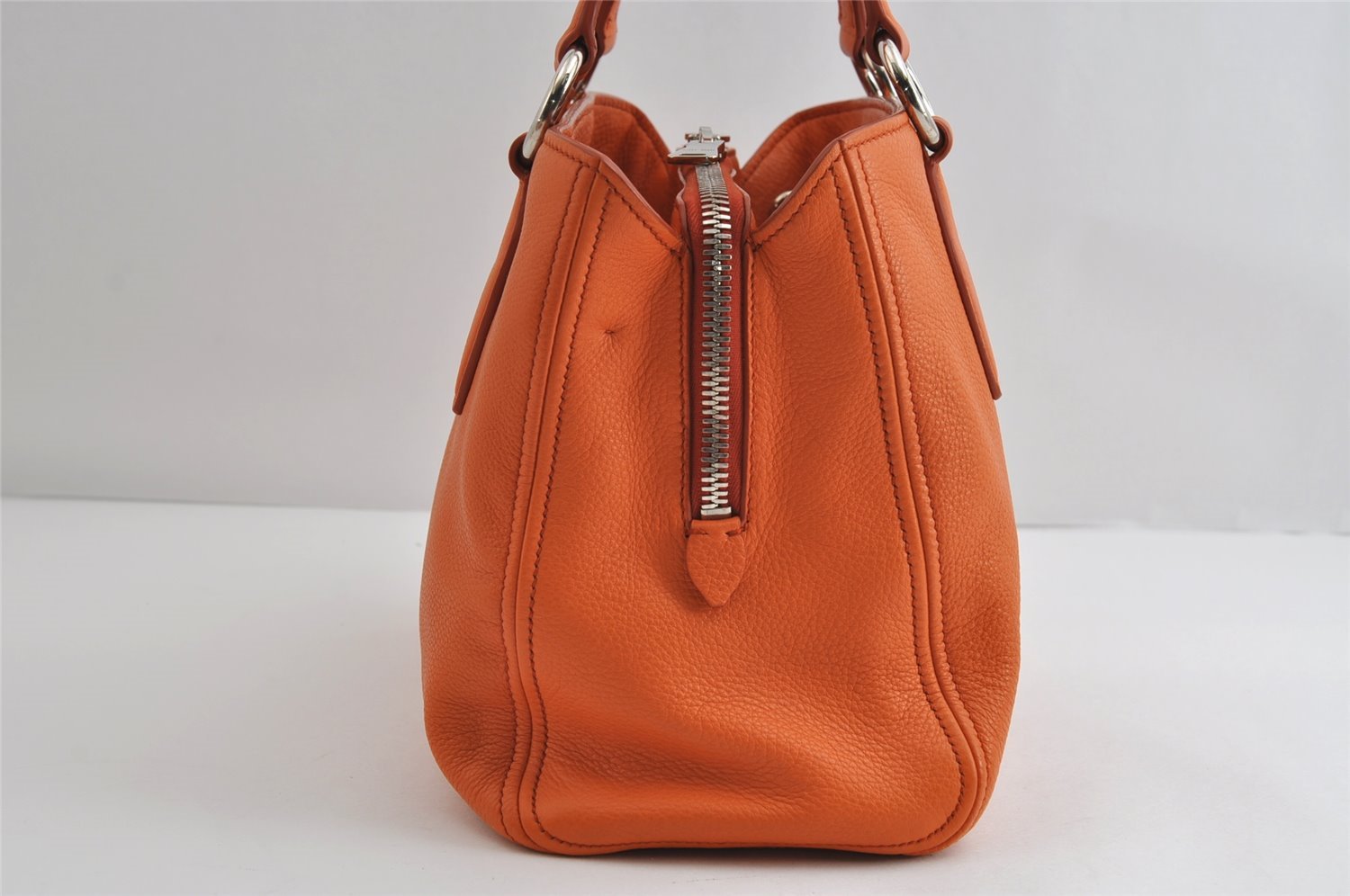 Authentic MIU MIU VITELLO PHENIX Leather 2Way Hand Bag RR2014 Orange 8665I