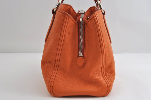 Authentic MIU MIU VITELLO PHENIX Leather 2Way Hand Bag RR2014 Orange 8665I