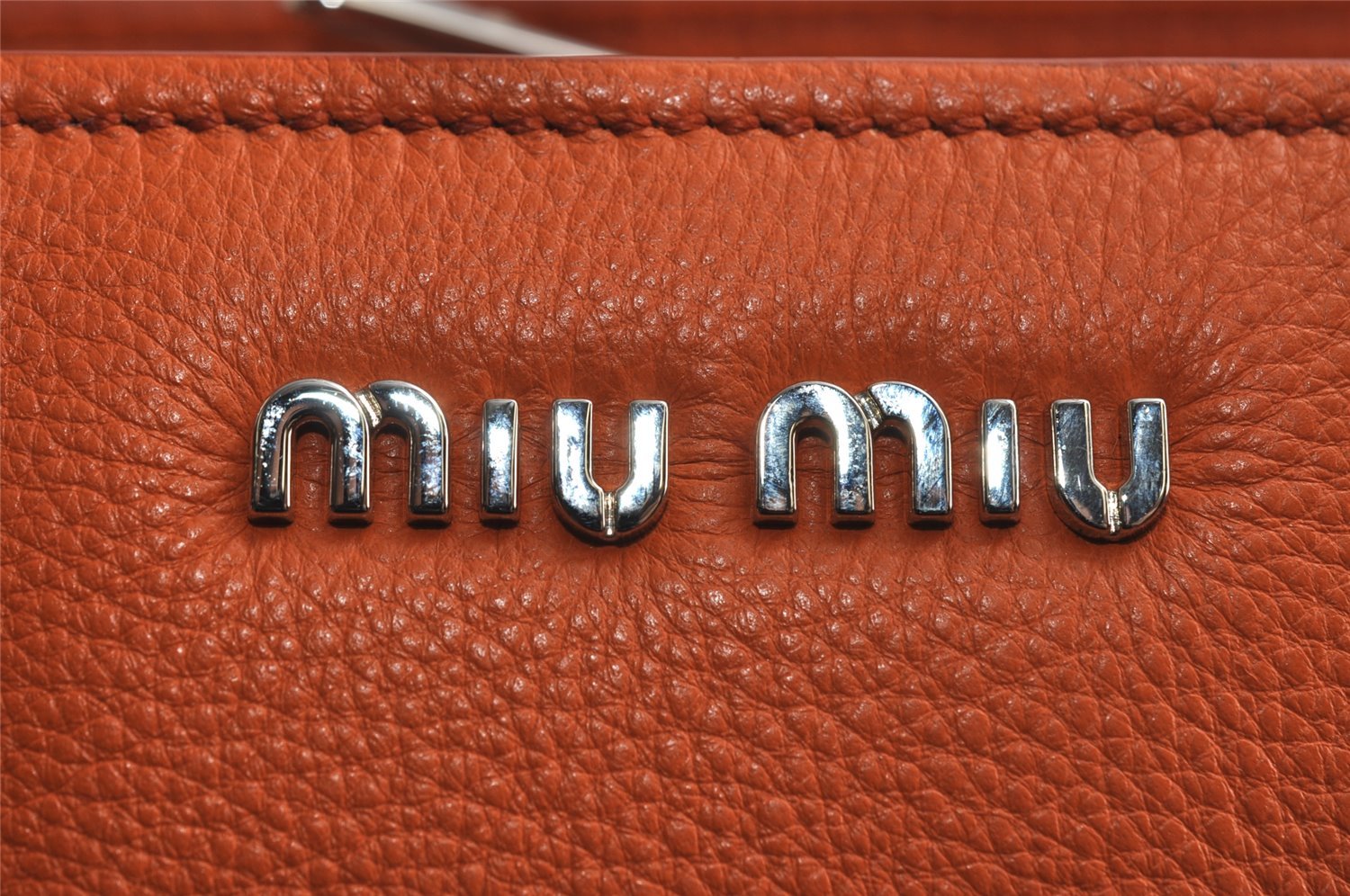 Authentic MIU MIU VITELLO PHENIX Leather 2Way Hand Bag RR2014 Orange 8665I