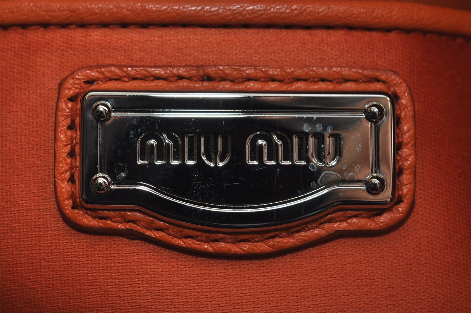 Authentic MIU MIU VITELLO PHENIX Leather 2Way Hand Bag RR2014 Orange 8665I