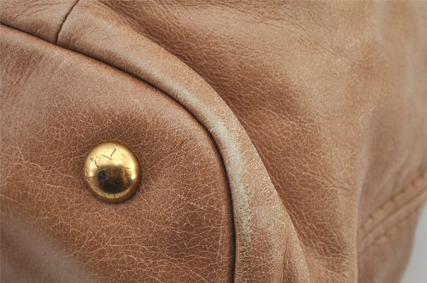 Authentic MIU MIU Vintage Leather 2Way Shoulder Tote Bag Beige 8666I