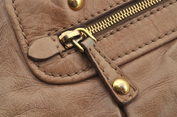 Authentic MIU MIU Vintage Leather 2Way Shoulder Tote Bag Beige 8666I