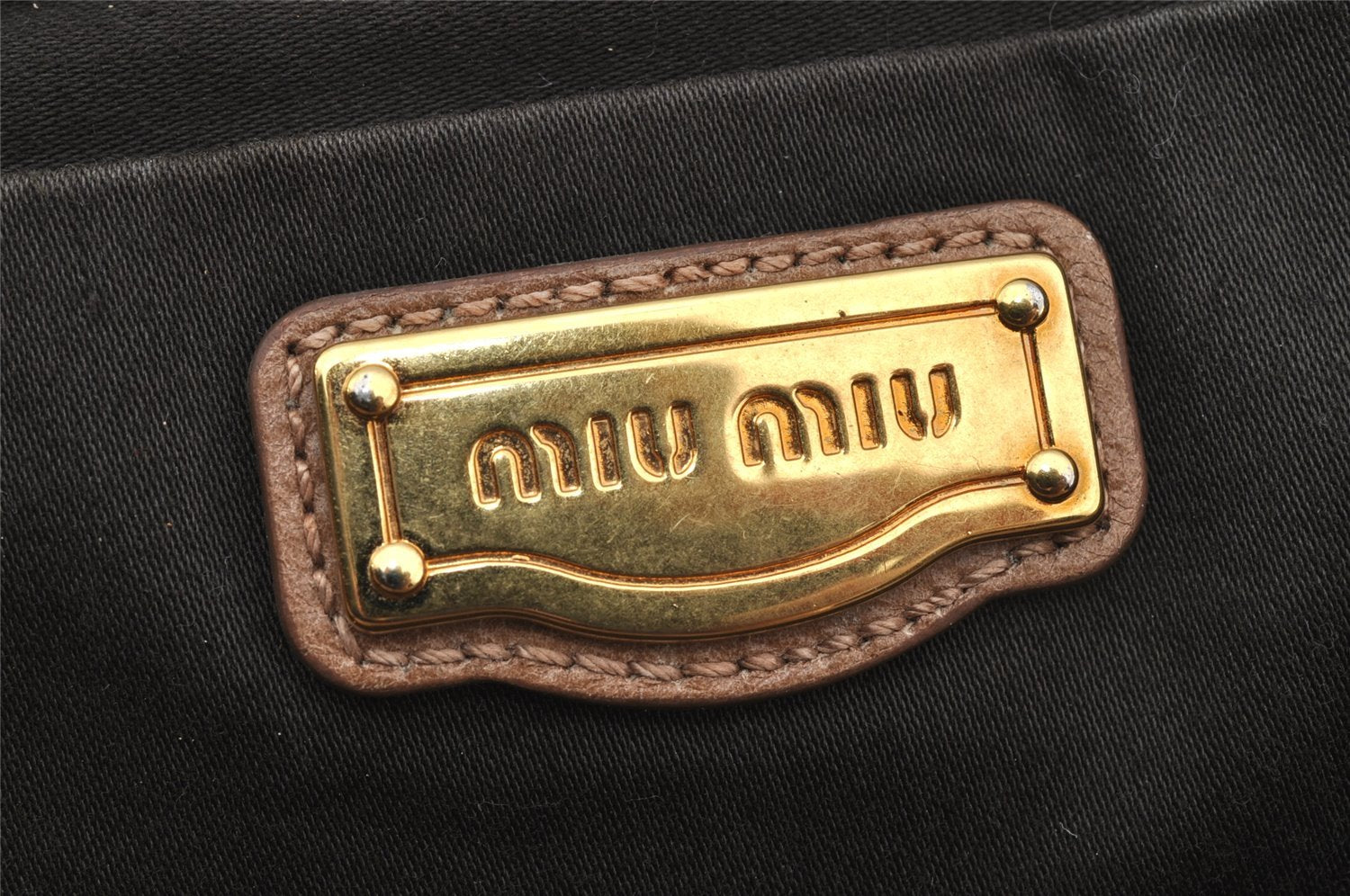 Authentic MIU MIU Vintage Leather 2Way Shoulder Tote Bag Beige 8666I