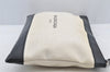 Authentic BALENCIAGA Navy Clip M Clutch Bag Canvas Calf Skin 373834 White 8667I