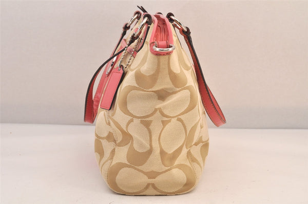 Authentic COACH Signature 2Way Tote Bag Canvas Leather F19203 Beige 8667M