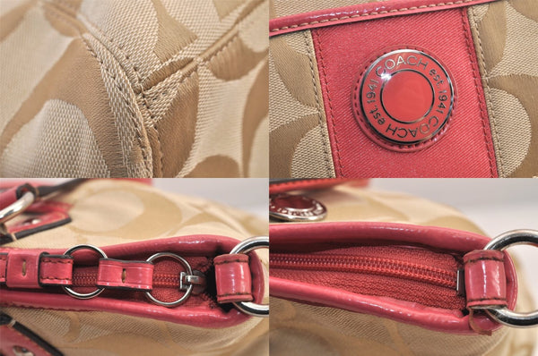 Authentic COACH Signature 2Way Tote Bag Canvas Leather F19203 Beige 8667M