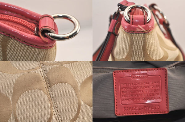 Authentic COACH Signature 2Way Tote Bag Canvas Leather F19203 Beige 8667M