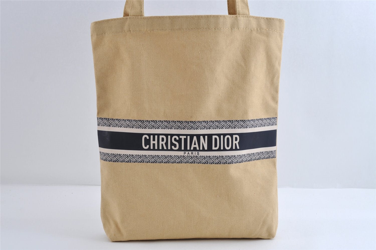 Authentic Christian Dior Vintage Shoulder Tote Bag Canvas Beige CD 8671I