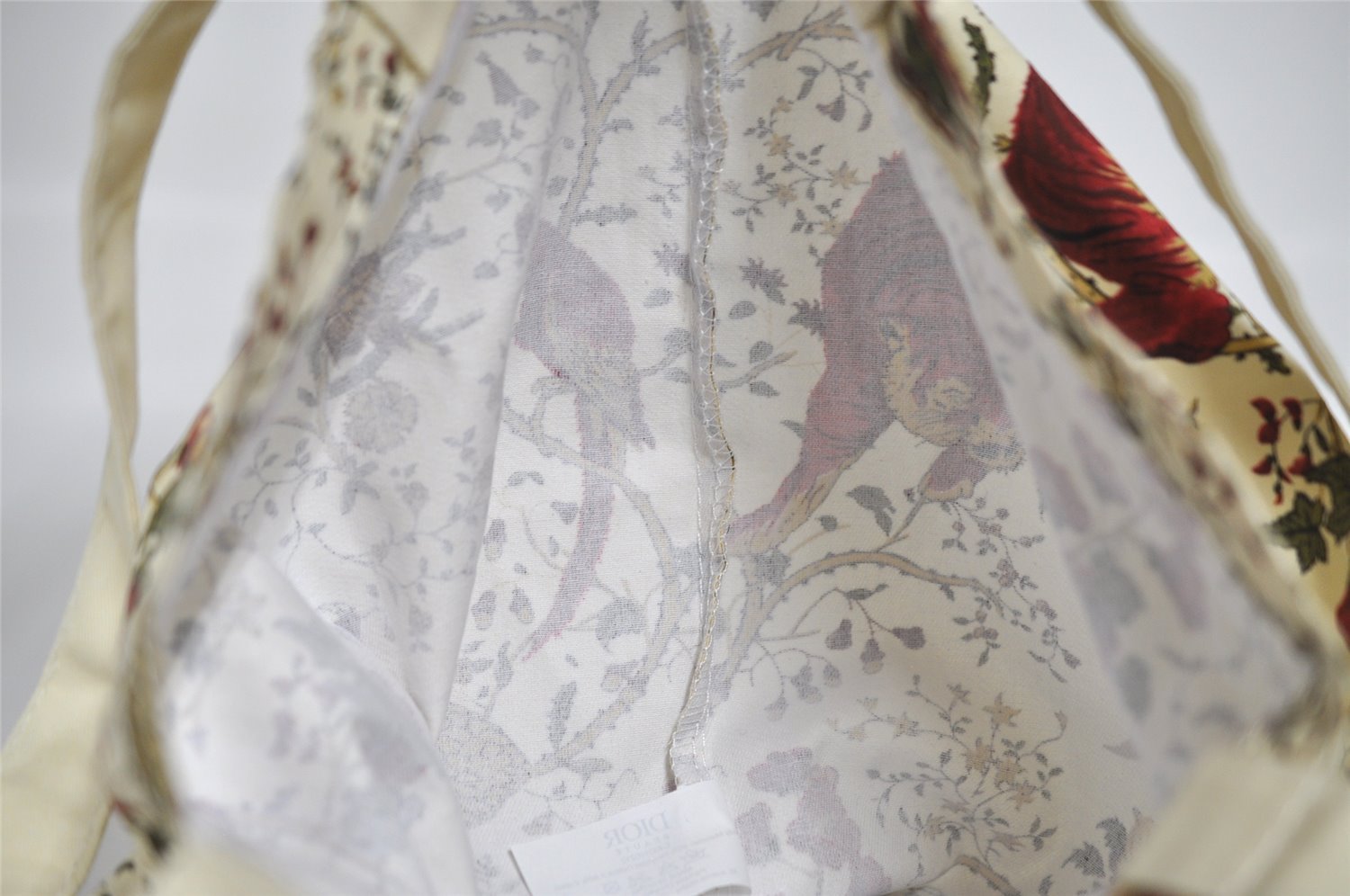 Authentic Christian Dior Tiger Pattern Shoulder Tote Bag Canvas White 8672I