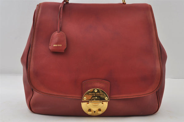 Authentic MIU MIU Vintage Leather Shoulder Hand Bag Red 8673I