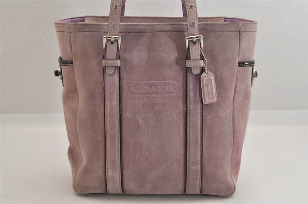 Authentic COACH Vintage Shoulder Tote Bag Purse Suede 8E93 Purple 8673M